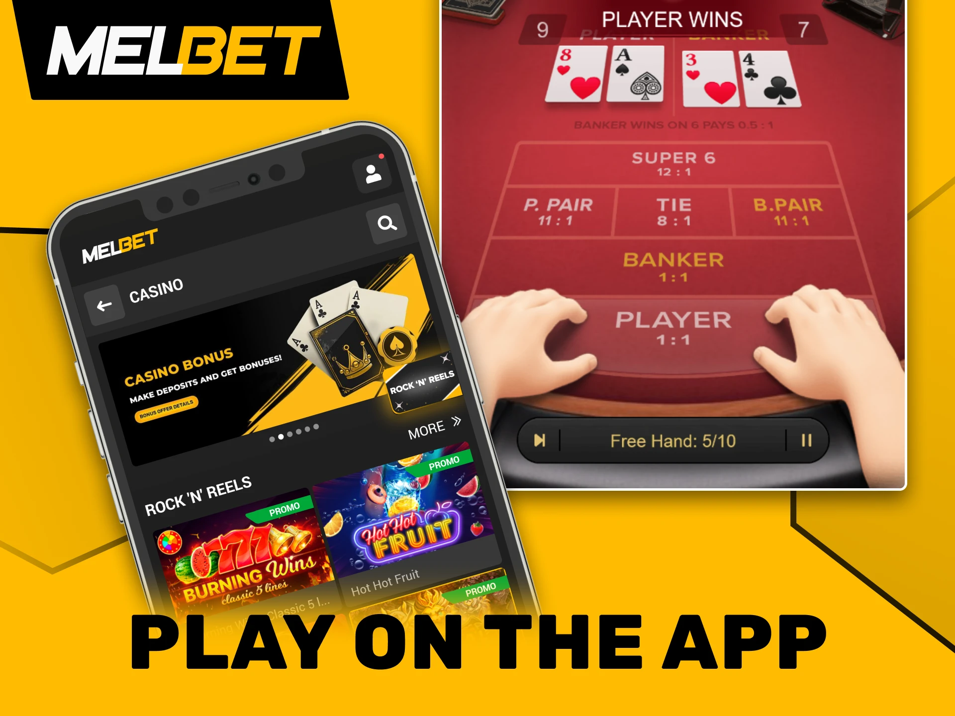 Play your favorite casino games on the go with the Melbet app.