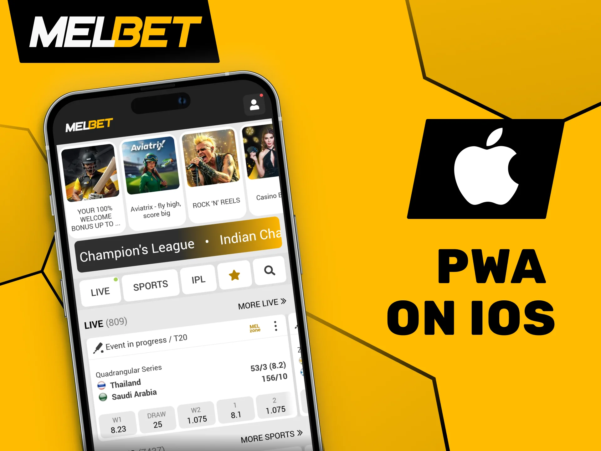 Install the Melbet PWA on iOS and get instant access to the platform.